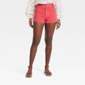 High-Rise Sailor Jean Shorts Universal Thread™ Red Cotton Denim, Back Pocket